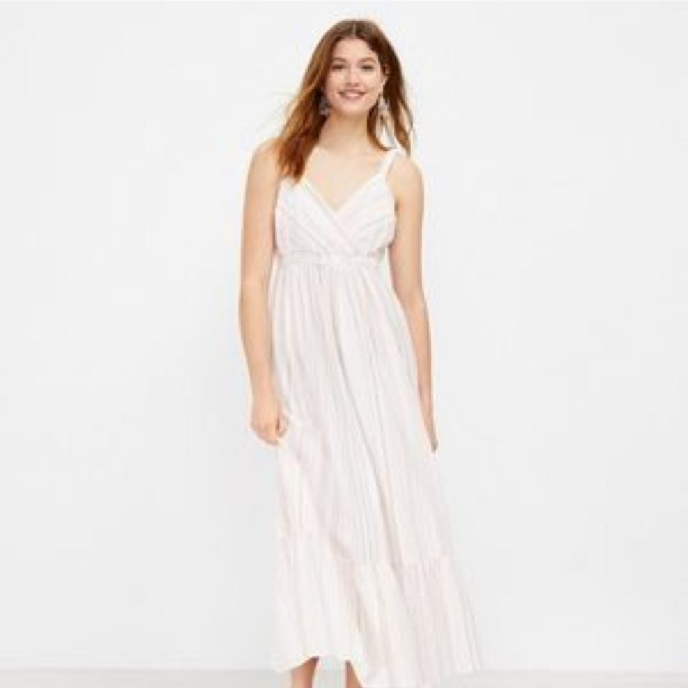 LOFT  - NWT STRIPED RUCHED MAXI DRESS